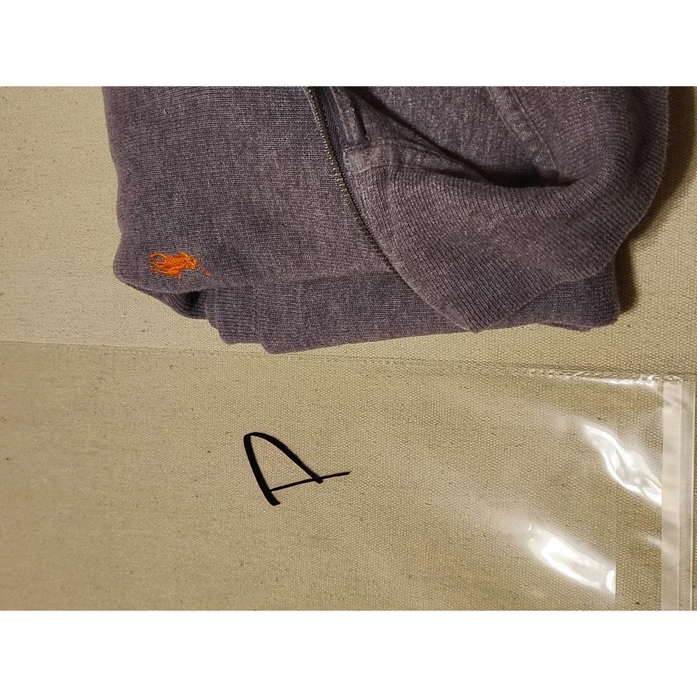 Polo Ralph Lauren Mens Large Purple Quarter Zip Pullover Sweater Orange Pony